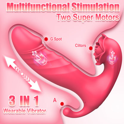 Rose G Spot Thrusting Dildo Remote Control Wearable Vibrator With 9 Thrusting Vibrating Modes-EROSREALM