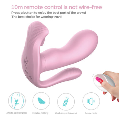 Remote Control Wearable Tongue Licking Double Penetration Vibrator-EROSREALM