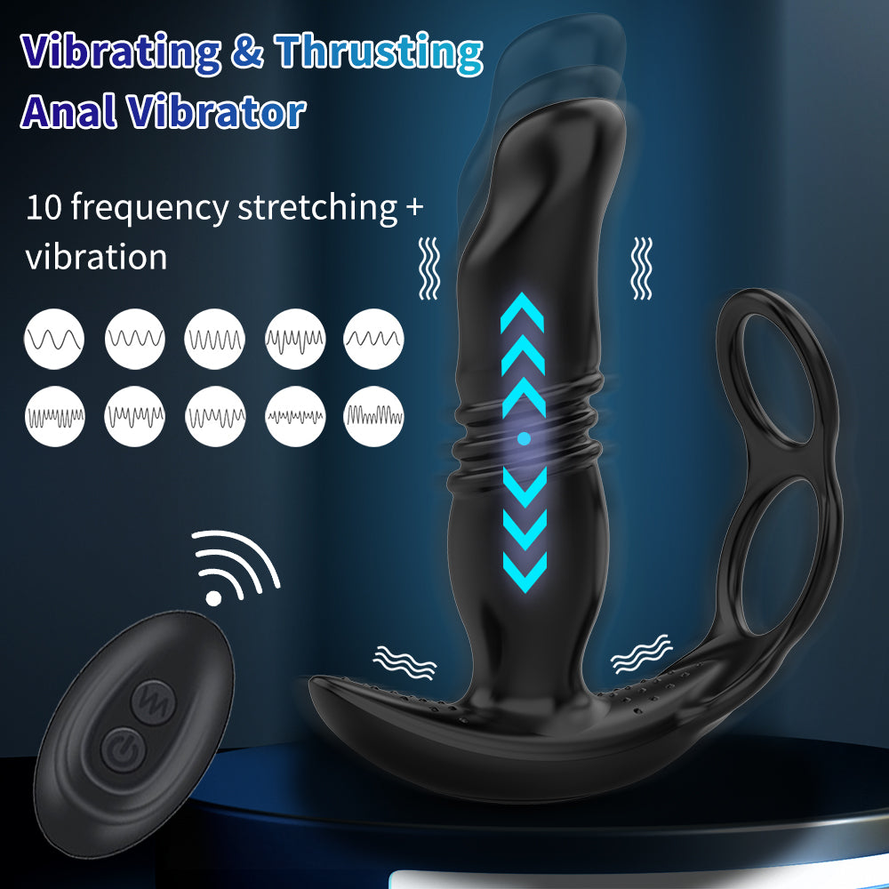 App Controls Telescopic Vibrating Anal Plug With Ring For Men's Prostate Massage-EROSREALM