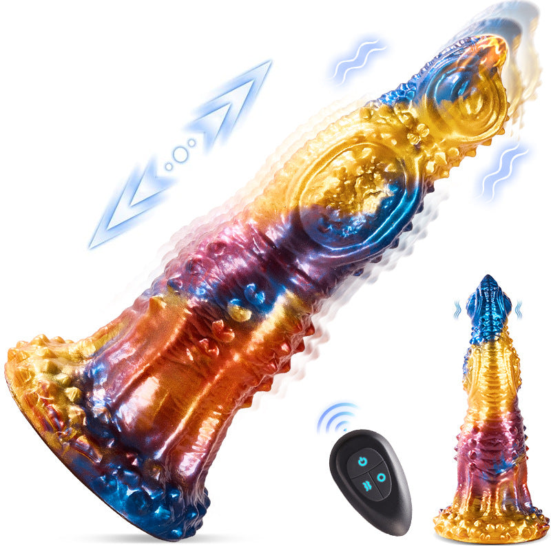 Colorful Golden Phoenix Electric Telescopic Vibrating Dildo With Remote Control-EROSREALM