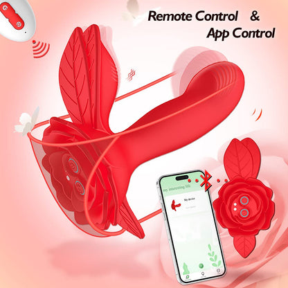 App / Wireless Remote Control Rose Dildo Vibrator-EROSREALM