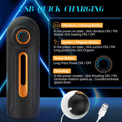 6 In 1 Automatic Telescopic Suction Heating Voice Masturbation Cup Auto Sucker for Men-EROSREALM