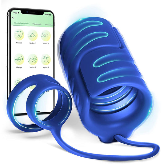 App Remote Control Penis Sleeve With Double Rings-EROSREALM