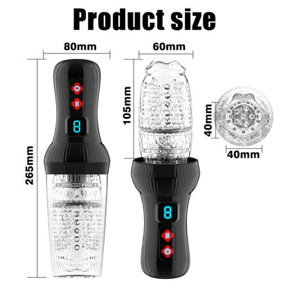 3.1 Version Torch 9 *9 Thrusting Rotating Penis Stroker Male Rose Toy-EROSREALM