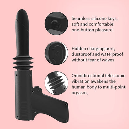 Thrusting Vibrator for G Spot Anal Vagina Gun Shaped Sex Toy-EROSREALM