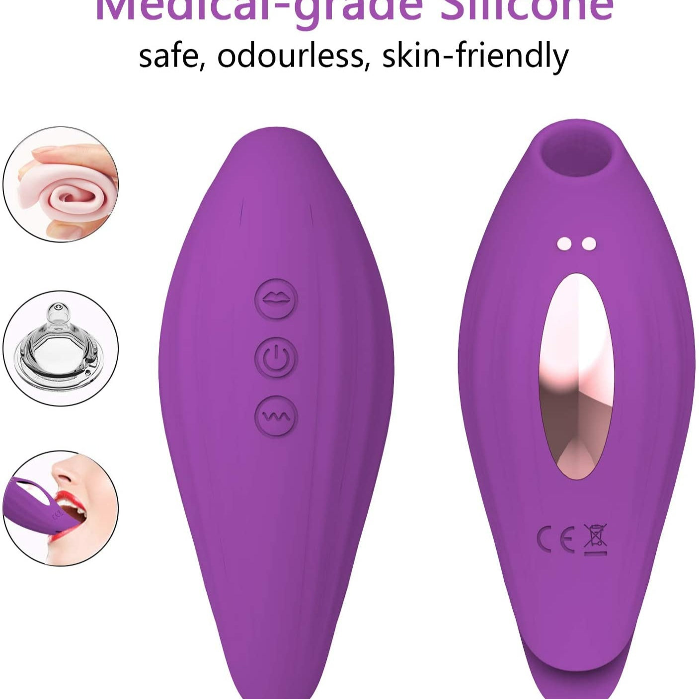 Clitoral Sucking Licking Vibrator with 10 Powerful Vibrations 5 Intensity Suctions. 2 in 1 Waterproof Clit Sucker Nipple Stimulator-EROSREALM