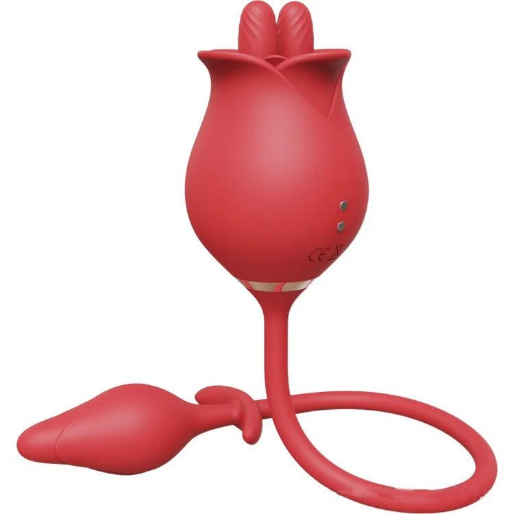 Romeo Double-pistil Tongue-licking Rose Toy With Vibrating Anal Plug-EROSREALM