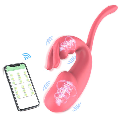 2-in-1 App Remote Control Swinging Rabbit Vibrator-EROSREALM