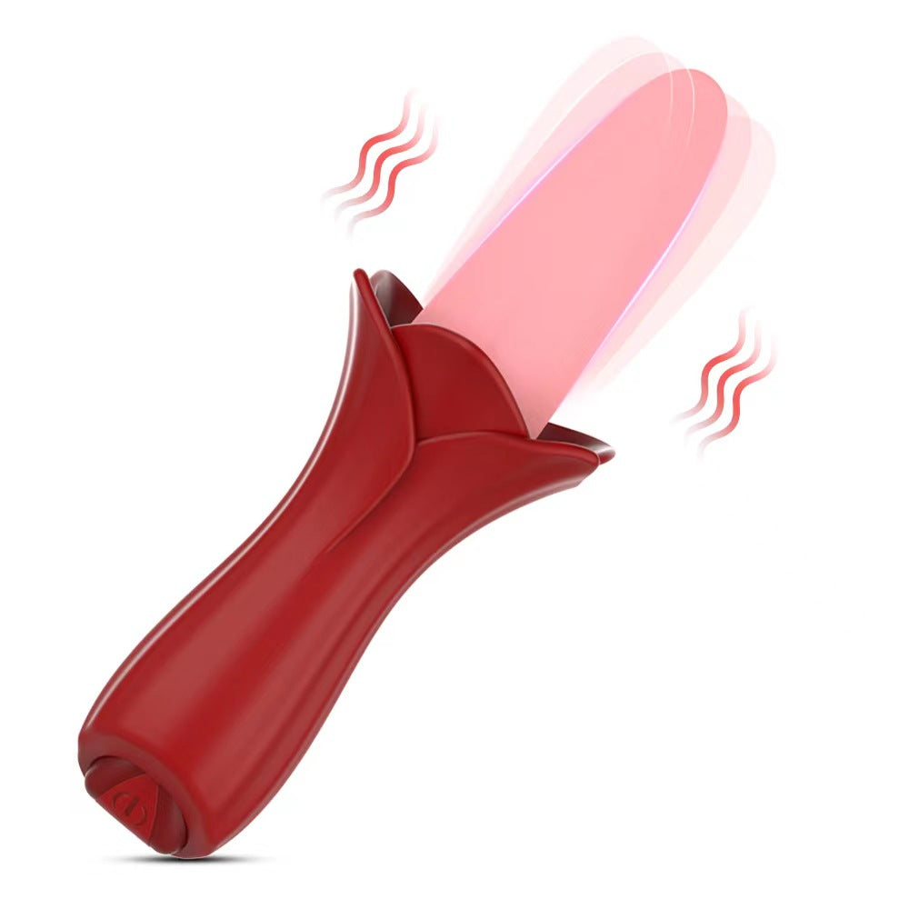 Rose Tongue Vibrating Stick Vaginal Licking Vibrator Clitoris Stimulator-EROSREALM