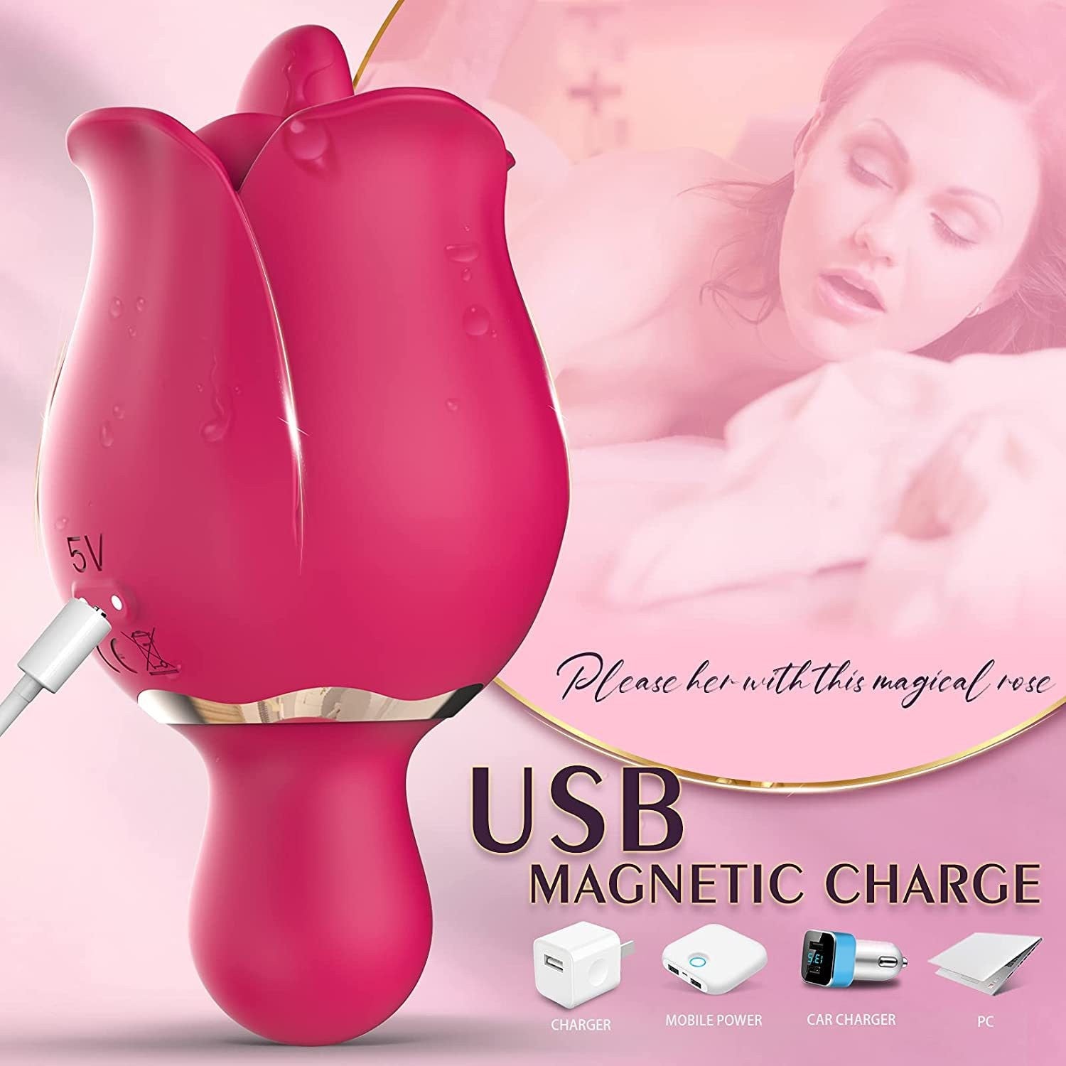 Rose Tongue Vibrator. Clitoris G Spot Stimulator-EROSREALM