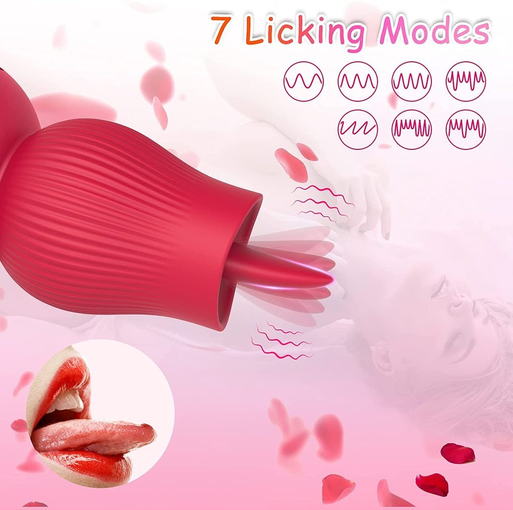 2in1 Sucking Rose Vibrator with Tongue-EROSREALM