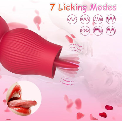 2in1 Sucking Rose Vibrator with Tongue-EROSREALM