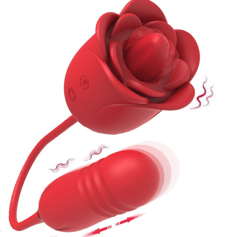 Thrusting Tongue Licking Rose Vibrator-EROSREALM