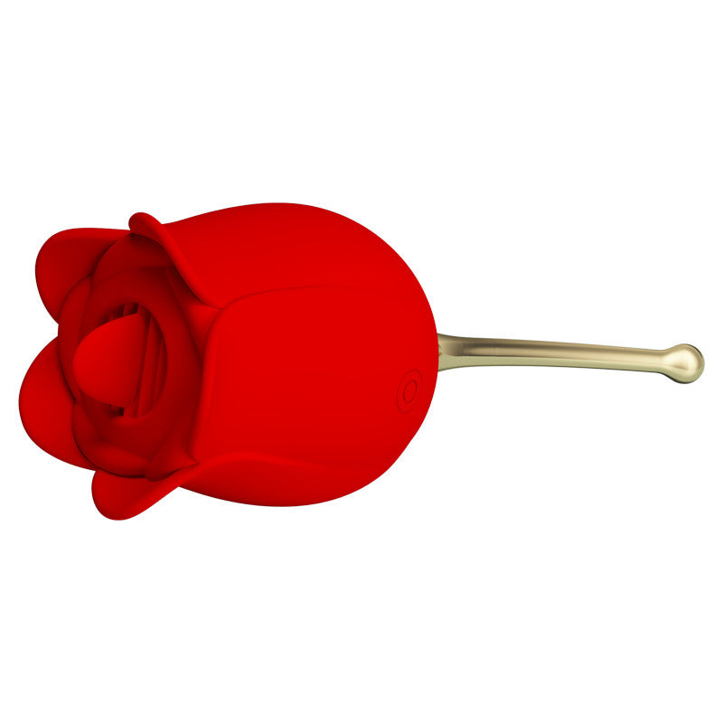 Rose Lovers Pinpoint Silicone Rose Vibrator with Tongue-EROSREALM