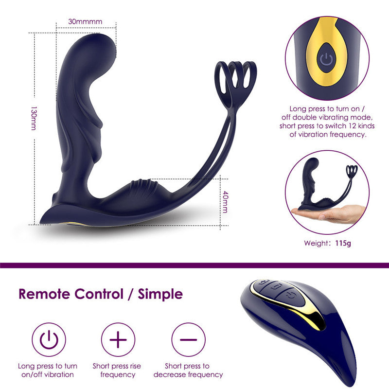 Wireless Remote Control Vibrating Male Prostate Vibrating Massager Penis Ring-EROSREALM