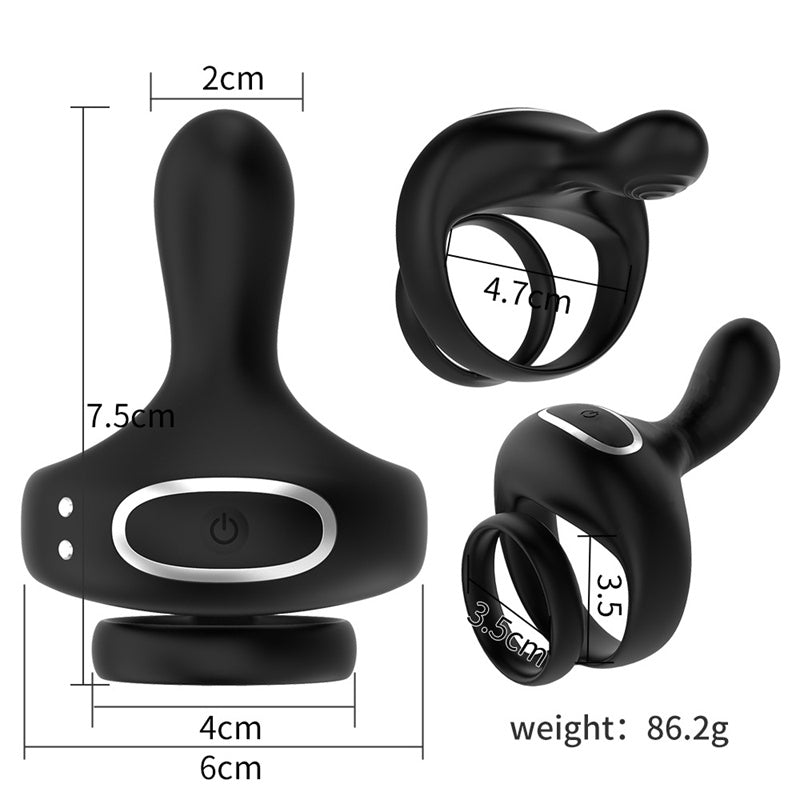 App Remote Control Dual Cock Penis Rings Delay Ejaculation Penis Vibrator-EROSREALM