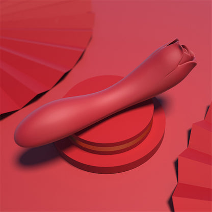 Silicone Rose Wand Vibrator with Tongue-EROSREALM