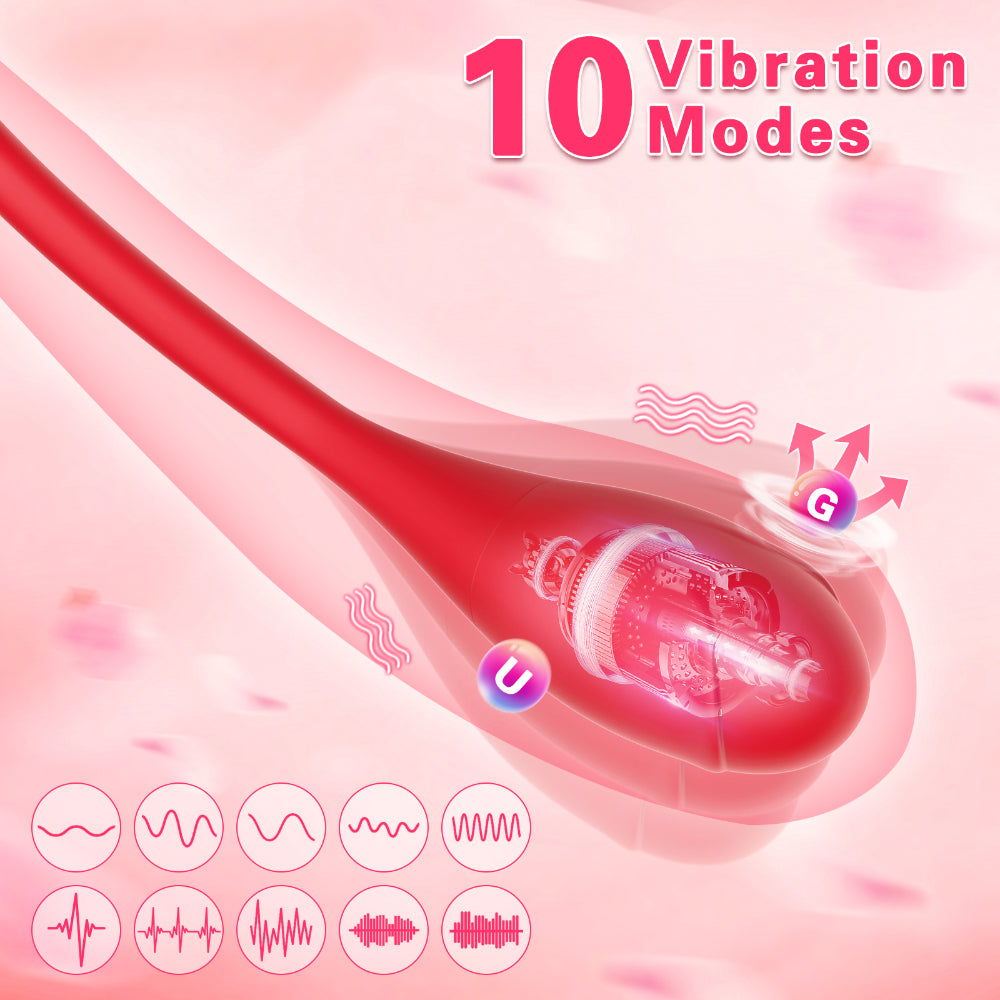 2 In 1 Rose Clitoris Vibrator Tongue Licking Thrusting Vibrator Nipple Stimulator-EROSREALM