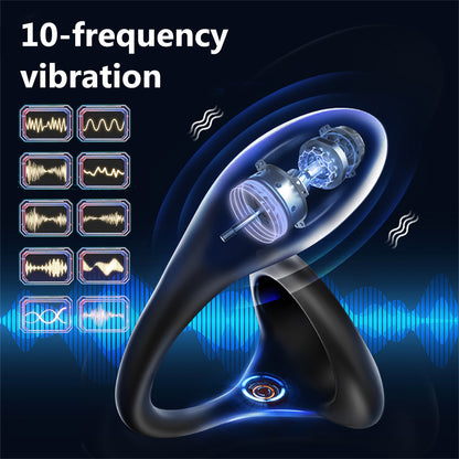 Wireless Remote Control Vibrating Prostate Massager With Penis Ring-EROSREALM