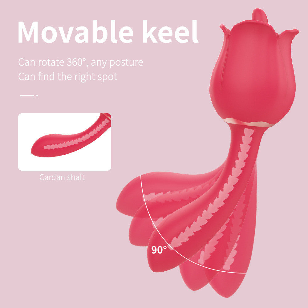 Rose Vibrator Clitoral/G Spot Vibrator with Tongue-EROSREALM