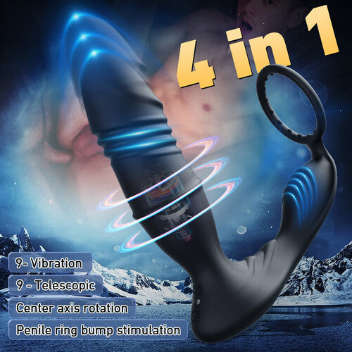 Blockbuster Remote Control Vibrating Telescopic Prostate Massager-EROSREALM