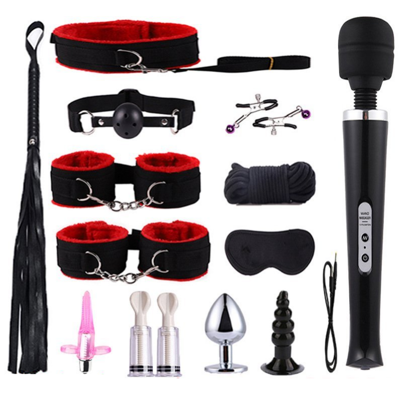 12 PCS Sm Bondage Set with Wand Vibrator-EROSREALM