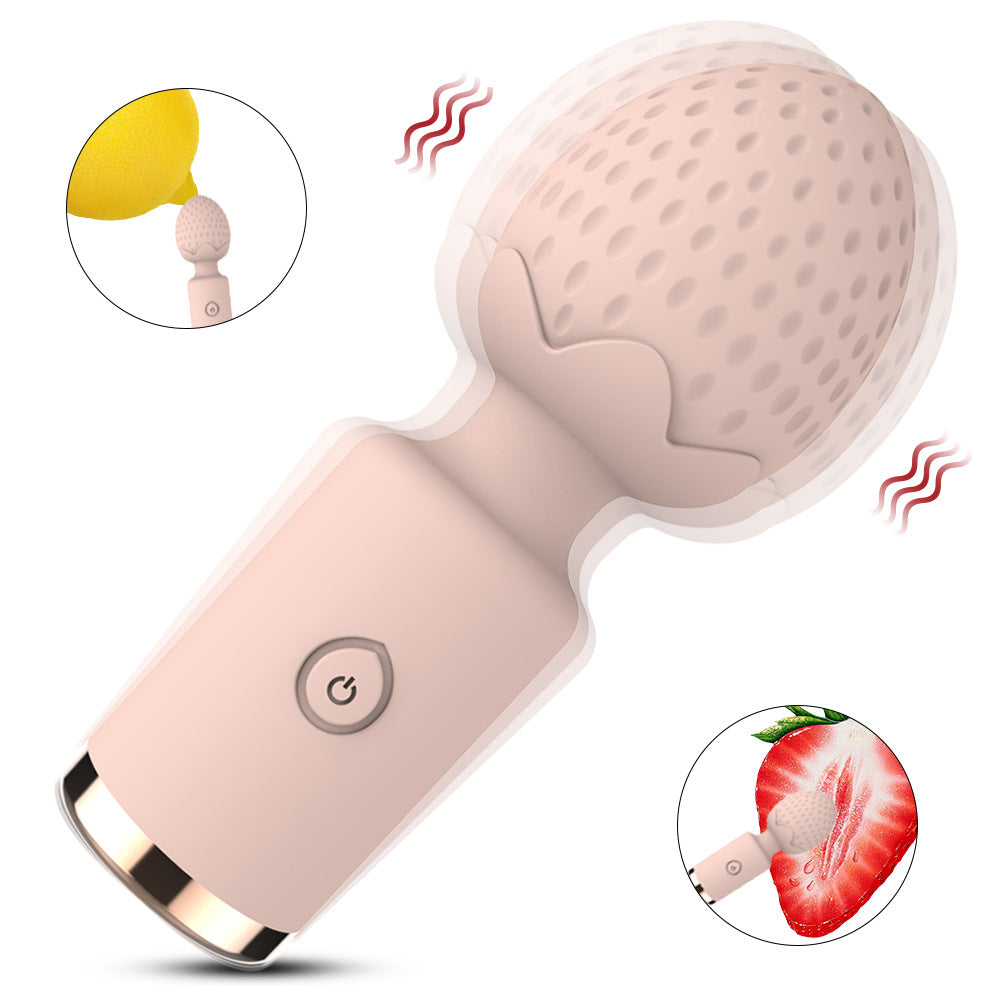 Strawberry 10-frequency Vibrator Mini Massage Wand-EROSREALM