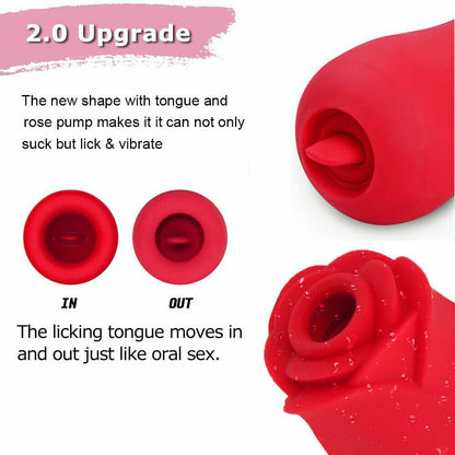 Rends 2 in 1 Suction Vibrator Rose 2.0 Red-EROSREALM