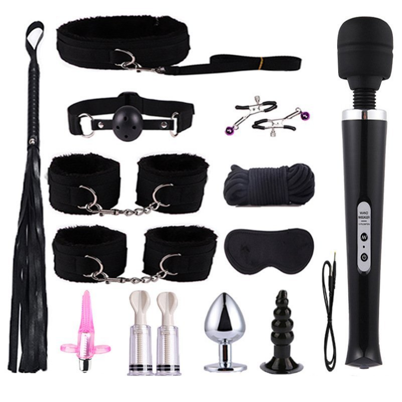 12 PCS Sm Bondage Set with Wand Vibrator-EROSREALM