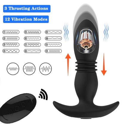 Remote Control Vibrating & Thrusting Anal Plug-EROSREALM