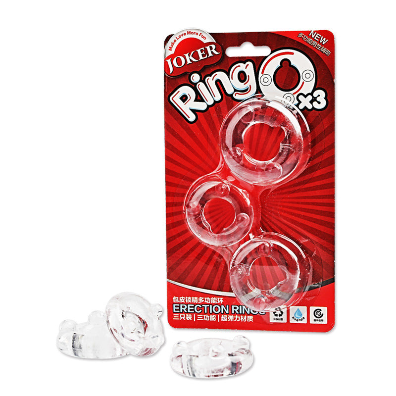 JOKER RING Ox3 Clear Silicone Penis Rings Set-EROSREALM