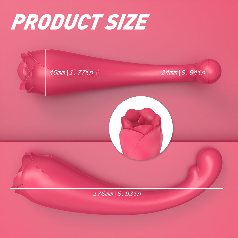 Rose Wand Massager USB Rechargeable Rose Toy with Tongue-EROSREALM