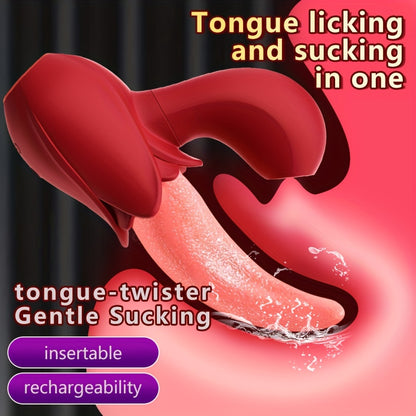 Mia 3-in-1 Tongue-licking & Sucking Rabbit Rose Vibrator-EROSREALM