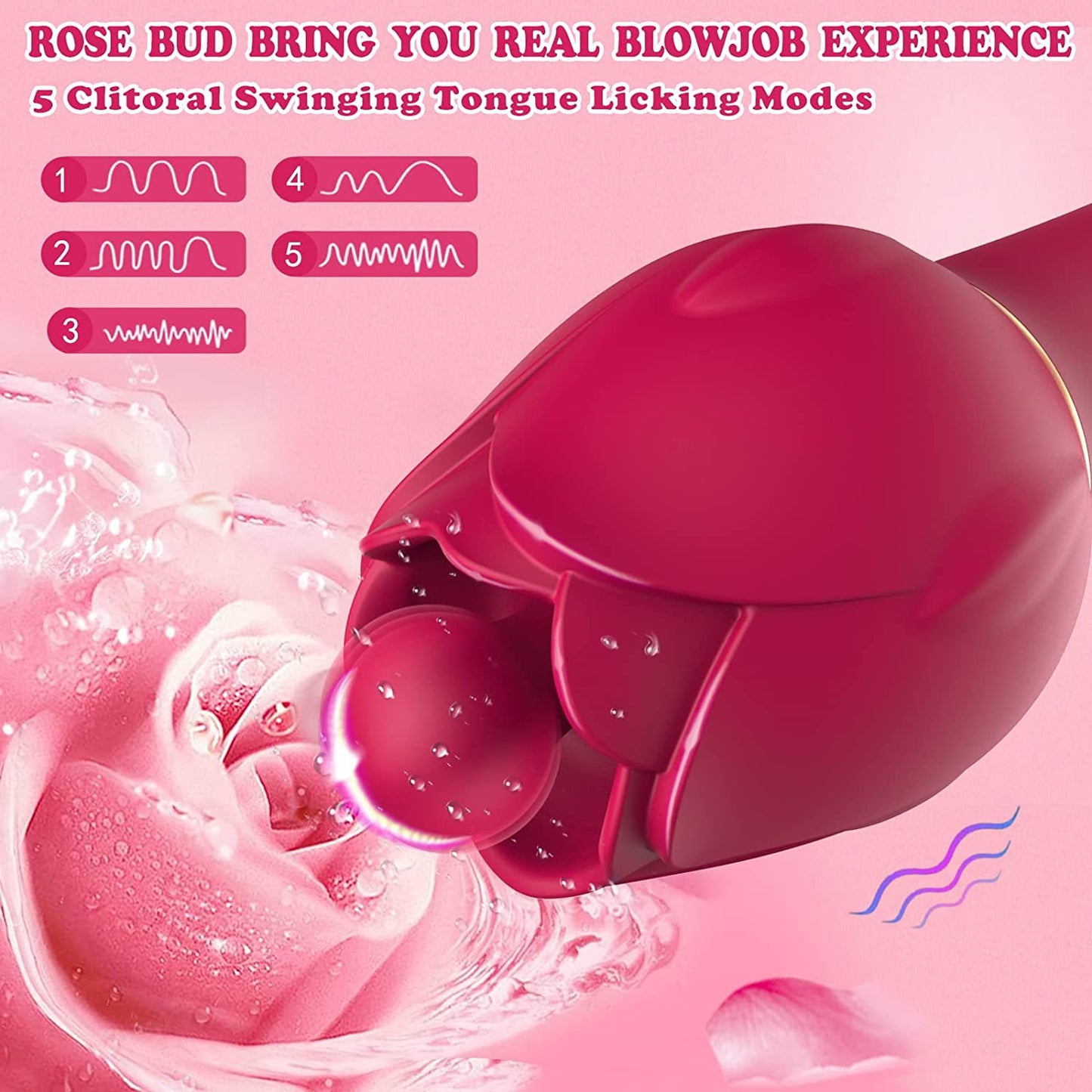 Handheld 2-in-1 Powerful Tongue-licking Rose Toy & G-spot Vibrator-EROSREALM