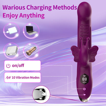 Violet Handheld Butterfly Dildo Vibrator For Clit & G-spot-EROSREALM