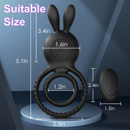 Rabbit Head Vibration Double Rings For Couples-EROSREALM