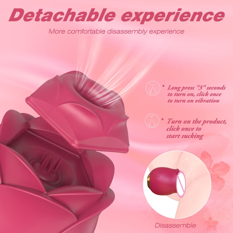 Detachable Rose Suction Toy with Massaging Ticklers-EROSREALM