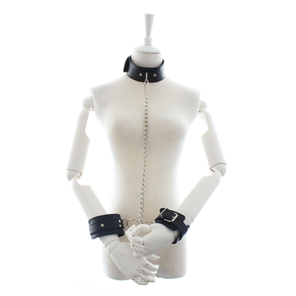 Leather Collar & Cuffs. Neck to Wrists Restraint Set-EROSREALM