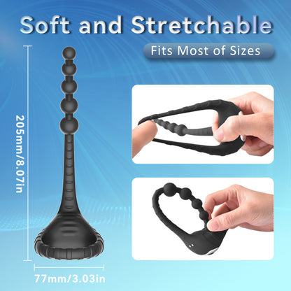 10 Frequency Vibration Cock Ring With Bead Pulling Prostate Massager-EROSREALM