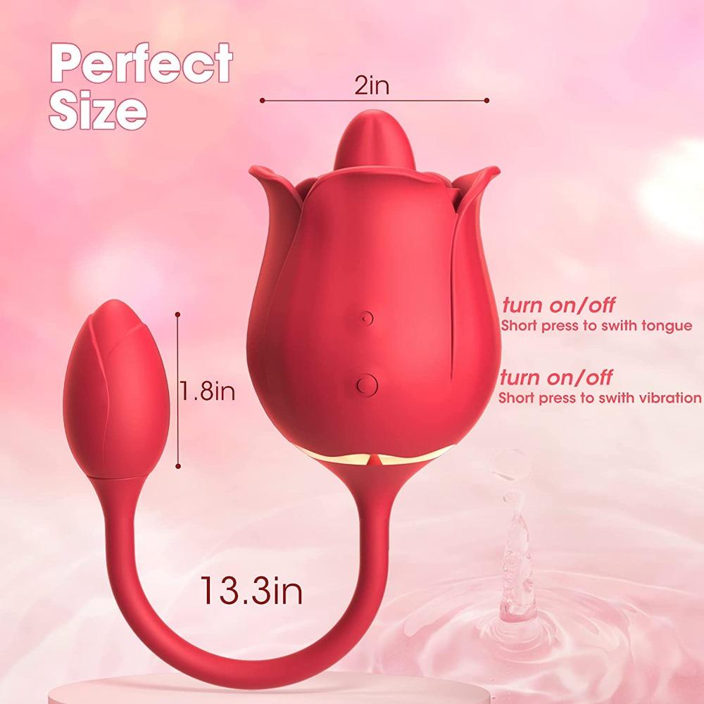 Rose Tongue Licking Clitoral Stimulator With Bullet Vibrator-EROSREALM