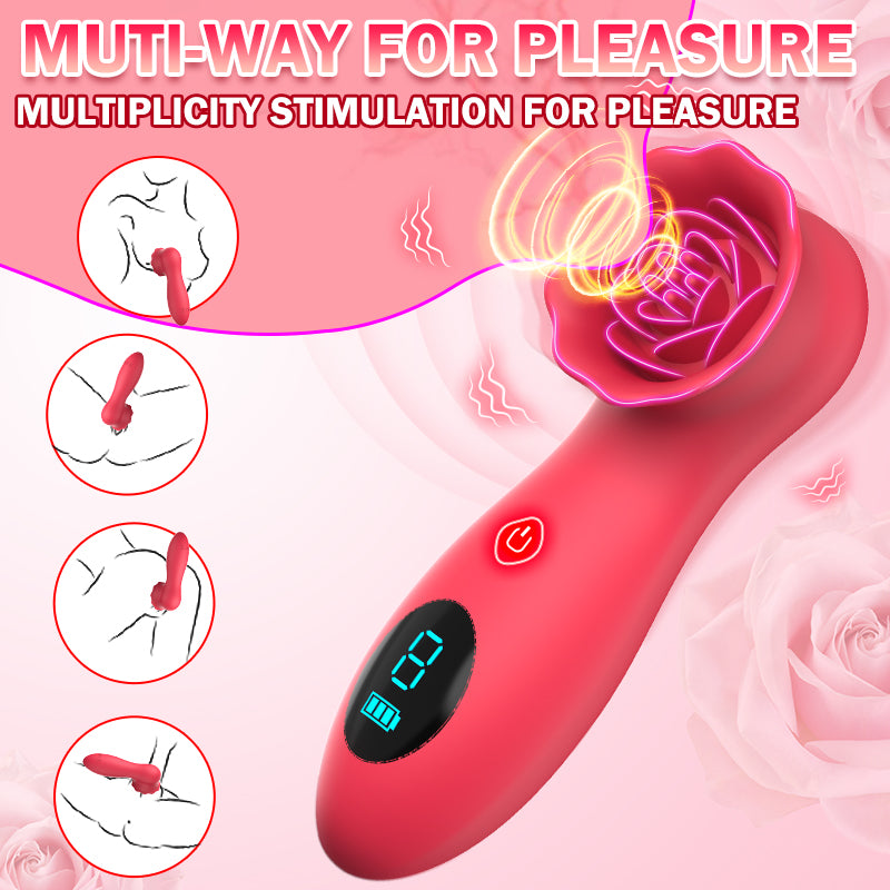 Lcd Display 9 Tapping Modes Rose Clit Vibrator-EROSREALM