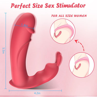 2-in-1 Rabbit Ear Clit Stimulator Wearable Panty Vibrator-EROSREALM