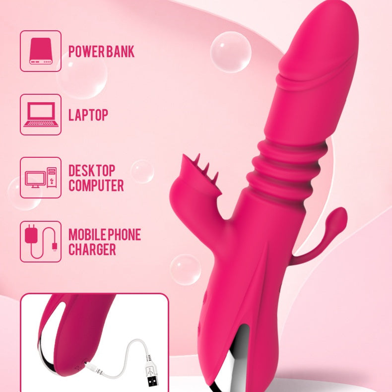 3-in-1 Heating Thrusting Tongue-licking Vibrator-EROSREALM