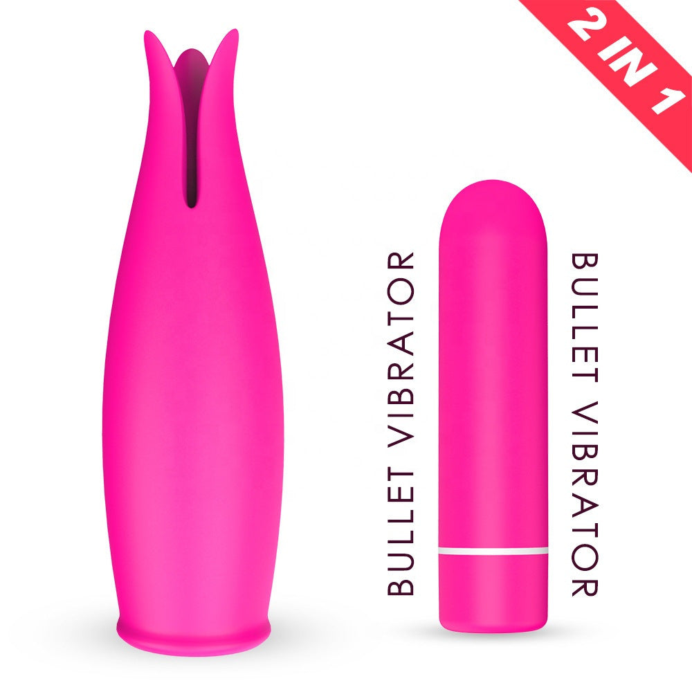 Petals Mini Bullet Tongue 2-in-1 Vibrator Nipple Clitoris Stimulator-EROSREALM