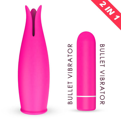 Petals Mini Bullet Tongue 2-in-1 Vibrator Nipple Clitoris Stimulator-EROSREALM