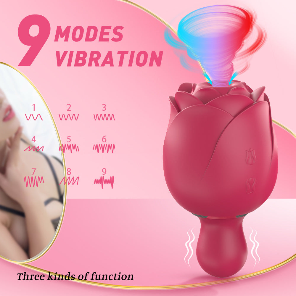 Sucking Tapping 2 in 1 Rose Toy with Detachable Attachment-EROSREALM