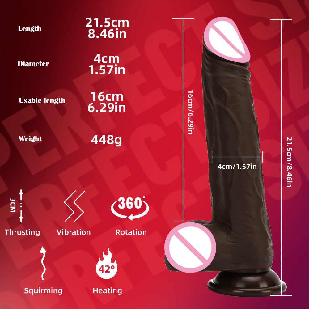 Heating Automatic Telescopic Vibrating Premium Silicone Realistic Dildo-EROSREALM