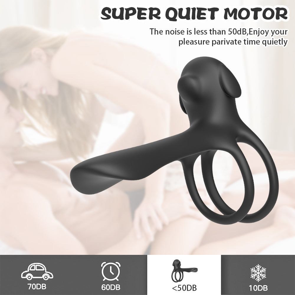 Remote Control Penis Vibrator With Double Ring-EROSREALM