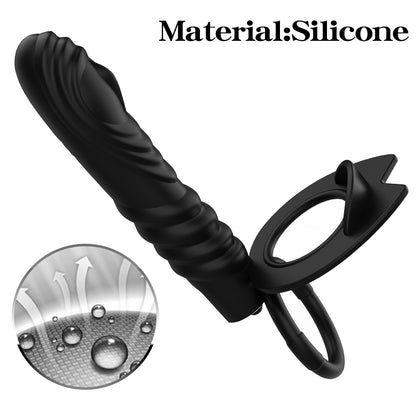 Vibrating Double Cock Rings Vibrator For Couples-EROSREALM