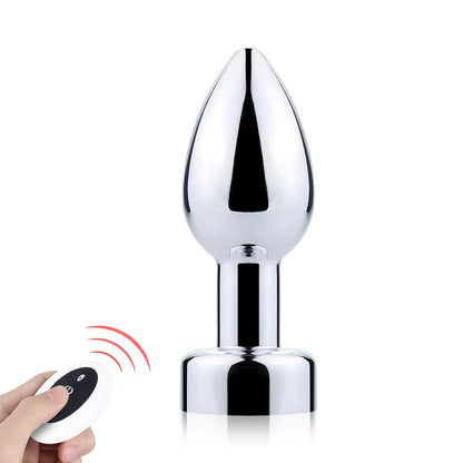 Metal Anal Plug Vibrator Prostate Massager With Remote Control-EROSREALM